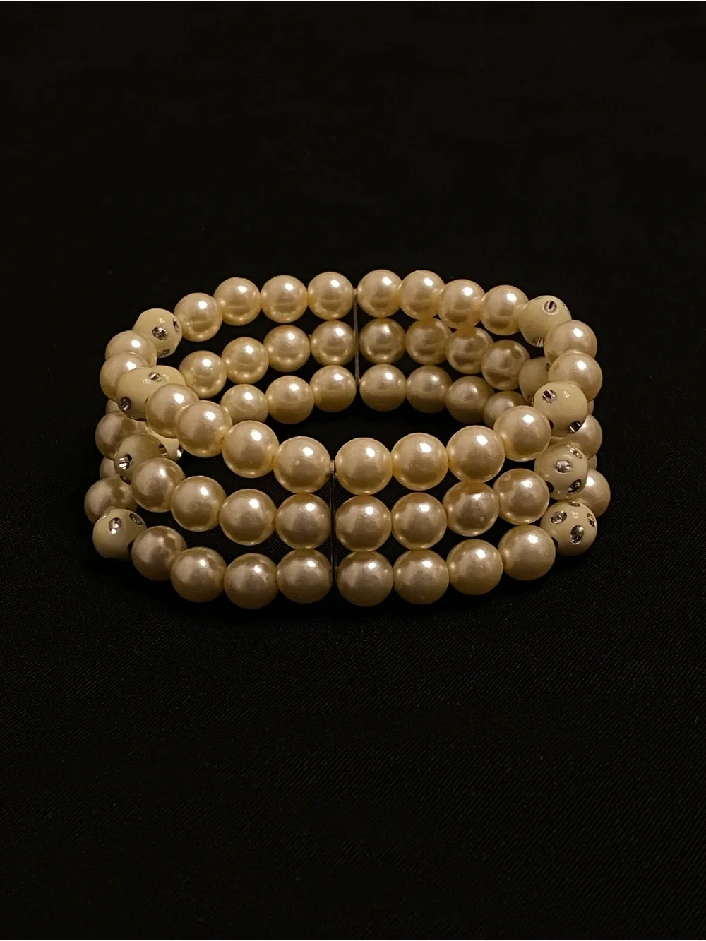 Triple-Strand Faux Pearl Stretch Bracelet